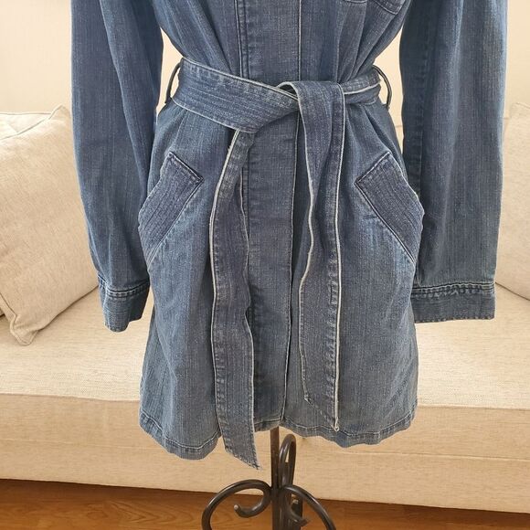 Banana Republic Denim Waist Tie Button Up Dress sz Med - Picture 4 of 11